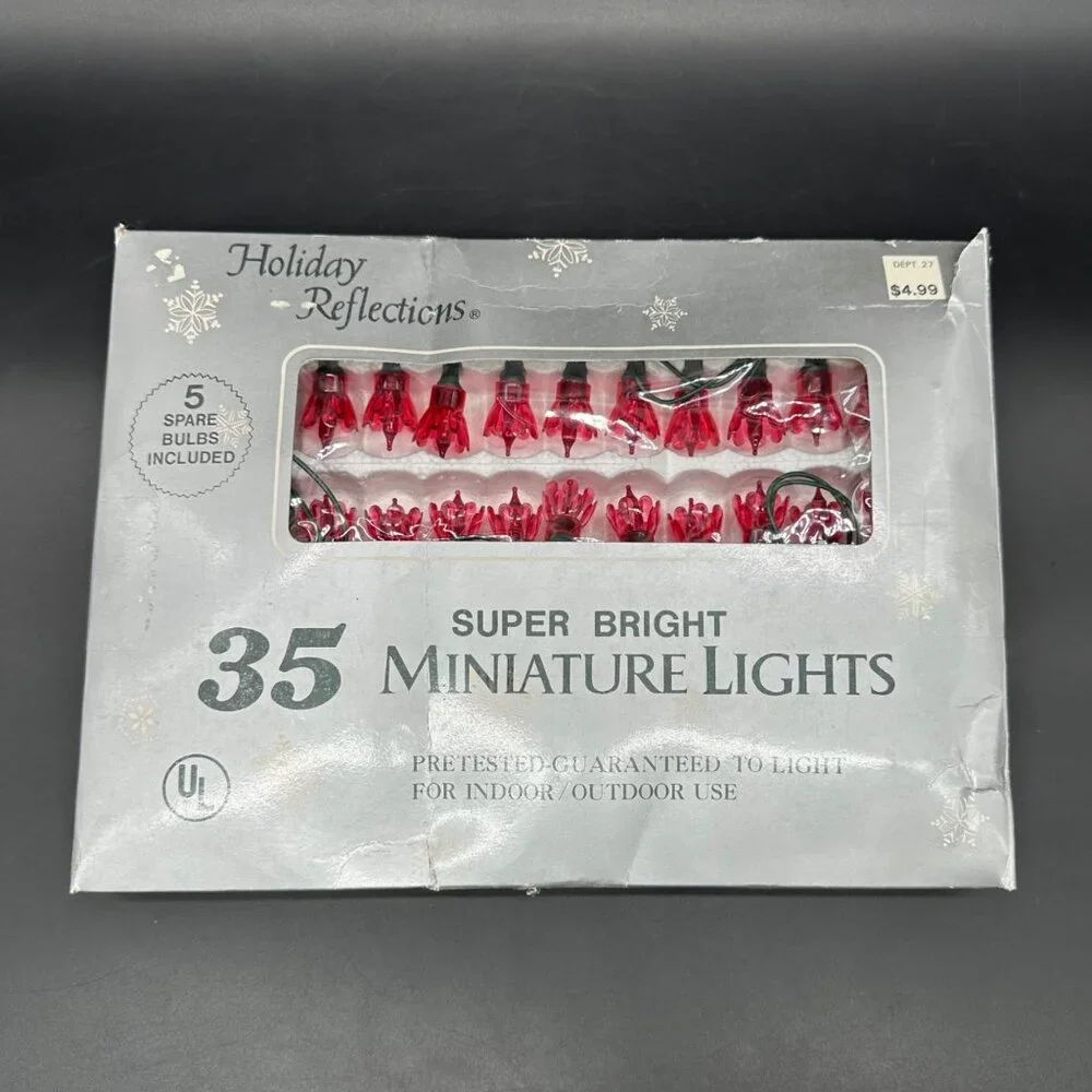 Vintage Christmas Lights Red Flower Holiday Reflections 1970s Taiwan 3 Boxes